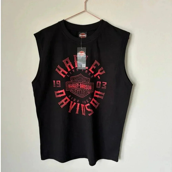 Harley Davidson Motor Cycles Mens HD Keen Glow Muscle Tee Black Size Medium - Picture 8 of 8